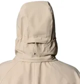 Impermeable gabardina de mujer Columbia modelo Amaze Trench Rain, en color beige claro, con capucha desmontable, cuello alto, cierre frontal con botones y puños ajustables con tiras y botones.