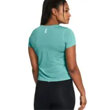 Remera deportiva Under Armour de manga corta, confeccionada en tejido ligero y transpirable con tecnología de secado rápido y control de olores. Presenta un diseño minimalista en color negro con detalles reflectantes y dobladillo superpuesto para mayor ventilación.