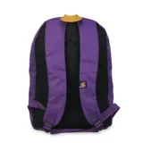 Mochila urbana de los Los Angeles Lakers, color violeta con detalles en amarillo y negro. Cuenta con correas acolchadas ajustables, compartimento principal con cierre y bolsillo frontal. Incluye logo oficial del equipo.
