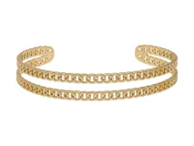 Esclava de acero abierta con baño de oro, con diseño de eslabones.