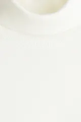 Buzo de punto fino con cuello alto acanalado, manga larga y terminaciones en puños y bajo acanalados. Presenta un corte estándar y diseño liso.