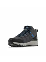 Championes de senderismo de media caña Columbia, color gris con detalles en azul y negro. Confeccionados con tecnología OutDry impermeable y transpirable, sistema Navic Fit para mayor estabilidad y entresuela TechLite+ para amortiguación. Suela Adapt Trax con tracción excepcional para terrenos secos o mojados.