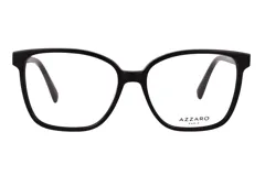 Armazón de lentes de receta marca Azzaro, modelo 30452, con marco de acetato negro de forma rectangular redondeada.