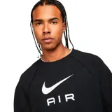 Buzo Nike Air de cuello redondo y manga larga, color negro con el logo de la marca y la palabra 'AIR' estampados en blanco en el centro del pecho.