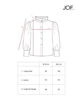 Camisa de algodón color marrón con cuello alto con volados, cierre frontal de botones y mangas largas con frunces en los hombros y puños abullonados.