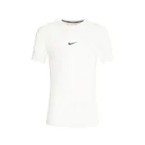 Remera deportiva Nike Pro Dri-FIT de manga corta, color blanco, con cuello redondo y logo de la marca estampado en el centro del pecho.