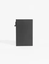 Tarjetero negro con bloqueo RFID, fabricado en aleación de aluminio.
