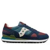 Championes Saucony Shadow Original, color azul marino, celeste y rojo. Confeccionados en malla, nylon y gamuza.