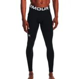 Calza deportiva Under Armour Coldgear de compresión, color negro con logo en blanco en la pierna izquierda y cintura elástica con la marca en blanco.