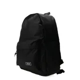 Mochila urbana de tela color azul marino, con compartimento principal con cierre, bolsillo frontal con cierre y etiqueta de la marca Push en la parte inferior.