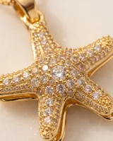 Collar de bronce con cadena fina dorada y dije en forma de estrella de mar pavimentado con circonias.