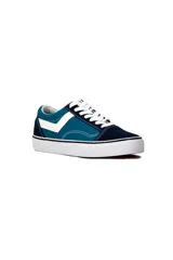 Championes deportivos Pony modelo CF1189, color azul con detalles en blanco y suela de goma blanca.