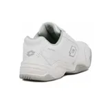 Championes Lotto blancos de cuero sintético, con detalles en gris en el talón y la suela.