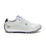 Championes de diseño retro inspirados en los años 80 y 90, modelo Trigen Mesh de Caterpillar. Confeccionados en ante, microfibra y malla, presentan una combinación de colores gris, blanco y detalles en violeta y negro. Cuentan con suela de goma resistente y entresuela de EVA ligera.