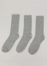Pack de tres pares de medias de media caña color gris liso.