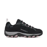 Championes de trekking Merrell modelo Accentor 4 WP para mujer, color negro con detalles en rosado y gris, impermeables, con capellada de ante y malla.
