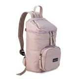 Mochila matera de diseño vertical, color gris azulado, con acabado acolchado y cierres frontales. Cuenta con un compartimento principal espacioso, un bolsillo frontal externo y un asa superior para transporte manual.