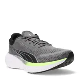Championes de running Puma Scend Pro, color gris con detalles en negro y amarillo flúor.