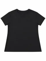 Remera básica negra de manga corta, con cuello redondo y diseño clásico.