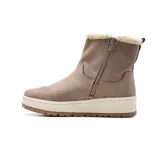 Bota corta color beige, con interior de piel sintética, plataforma y suela de goma.