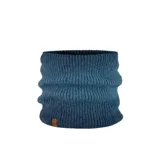 Bufanda tipo cuello de tejido de punto acanalado en color azul, con forro interior de polar para mayor abrigo.