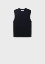 Top de tejido de punto fino, sin mangas, con cuello redondo y diseño recto de corte clásico.