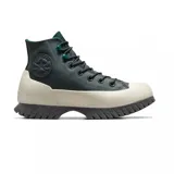 Championes Converse Chuck Taylor All Star Lugged 2.0 de caña alta, color verde oscuro con detalles en verde claro y beige.