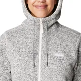 Campera Columbia con capucha, forrada en sherpa, con cierre frontal y bolsillos laterales.