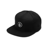 Gorra negra de Volcom con visera plana y logo bordado en el frente.