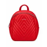 Mochila David Jones de cuero sintético rojo con diseño acolchado de chevrón y cierre de cremallera.