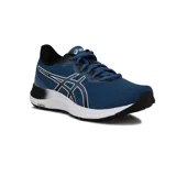 Championes de running Asics Gel-Excite 8, color azul con detalles en blanco y negro, con tecnología AmpliFoam y diseño de malla transpirable.