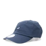 Gorra tipo dad hat de la marca Puma, en color azul, con parche bordado del logo de la marca en el frente.