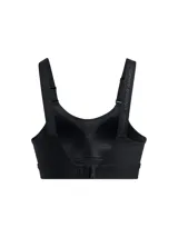Top deportivo de alto impacto Under Armour, diseñado para actividades de alta intensidad. Presenta un diseño ergonómico con almohadillas moldeadas por inyección, panel frontal de malla para mayor transpirabilidad y tirantes ajustables convertibles. Incluye una banda inferior suave con cierre de corchete y tecnología de secado rápido.