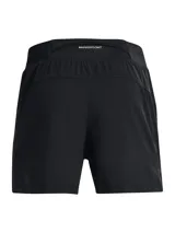 Short deportivo Under Armour modelo Launch Pro 5, de color negro, con tejido ultraligero y elástico, cintura elástica con cordón interno y forro de malla transpirable.