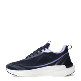 Championes deportivos Umbro modelo Vex, color azul marino con detalles en violeta y blanco. Presentan una capellada de malla transpirable, cierre con cordones y una entresuela blanca con refuerzo estructural oscuro en el talón.