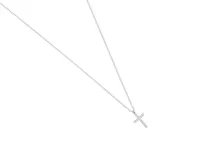 Collar plateado de acero con dije de cruz con circonias.