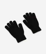 Guantes de tricot color negro con puño elástico acanalado y textura tejida.