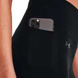 Calza larga Under Armour de mujer, color negro, con cintura alta y logo de la marca en la parte superior.