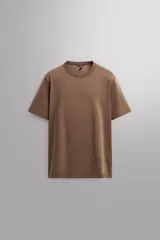Camiseta de entrenamiento Zara Athleticz, de corte regular, color gris azulado, con cuello redondo en rib doble y manga corta.