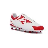 Championes de fútbol Diadora Cancha Md Space, color blanco con detalles en rojo.
