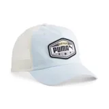 Gorra Puma Trucker celeste con paneles traseros de malla blanca y parche frontal con el logo de Puma y la leyenda "Est. 1948".
