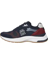 Zapatillas Tommy Hilfiger Modern Prep de running, color azul marino con detalles en rojo y blanco. Confeccionadas en gamuza y malla, con logo TH en el lateral.