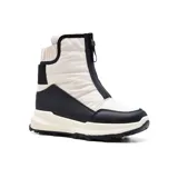 Bota casual de caña media color negro, con cierre frontal y suela track.