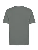 Remera RKF modelo Basicpoc de color gris, confeccionada en jersey de algodón orgánico. Presenta cuello redondo, mangas cortas, calce regular y un bolsillo aplicado en el pecho con el icónico bordado de pato en contraste de color azul.