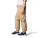 Pantalón cargo de mujer Columbia, color beige, con cintura elástica ajustable con cordón, bolsillos laterales y bolsillos cargo con cierre en los muslos. Presenta dobladillos ajustables en los tobillos y un diseño funcional de tejido ligero.