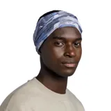 Cuello tubular Buff Original Ecostretch con estampado abstracto en tonos azules y grises.