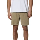 Bermuda de paseo confeccionada en pana, color beige, con diseño de corte recto y bolsillos laterales.