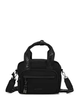 Cartera tipo bandolera Hush Puppies, color negro, confeccionada en material sintético. Cuenta con doble asa superior con logo de la marca, correa ajustable y desmontable, compartimento principal con cierre y bolsillo frontal con cierre.