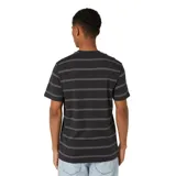 Remera de manga corta Rip Curl modelo Plain Stripe, de color negro con líneas horizontales blancas finas y diseño de corte clásico.