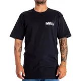 Remera negra de manga corta con logo de Quiksilver estampado en el pecho.